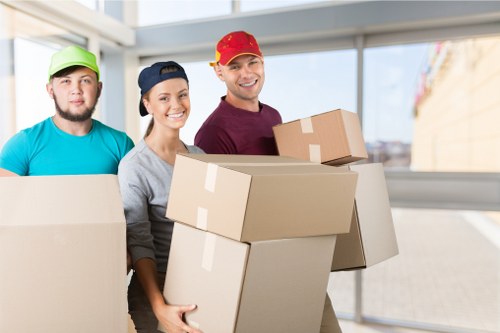 Packed boxes and furniture ready for a Highbury apartment removal
