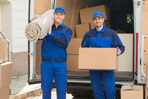 Removal van loaded for a home or office move in Highbury