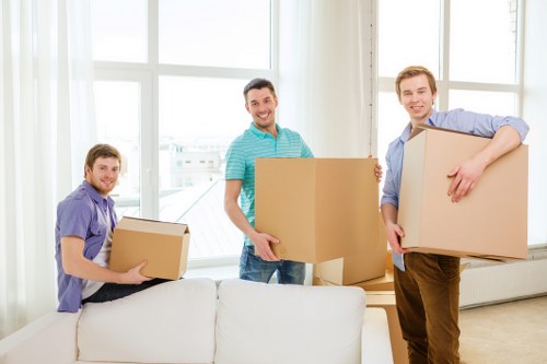 Packed boxes and furniture ready for a home relocation