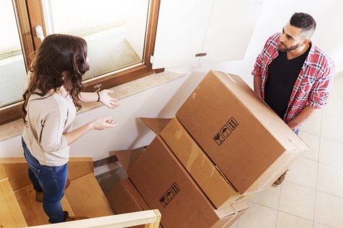 Careful loading of student belongings for removals in Highbury
